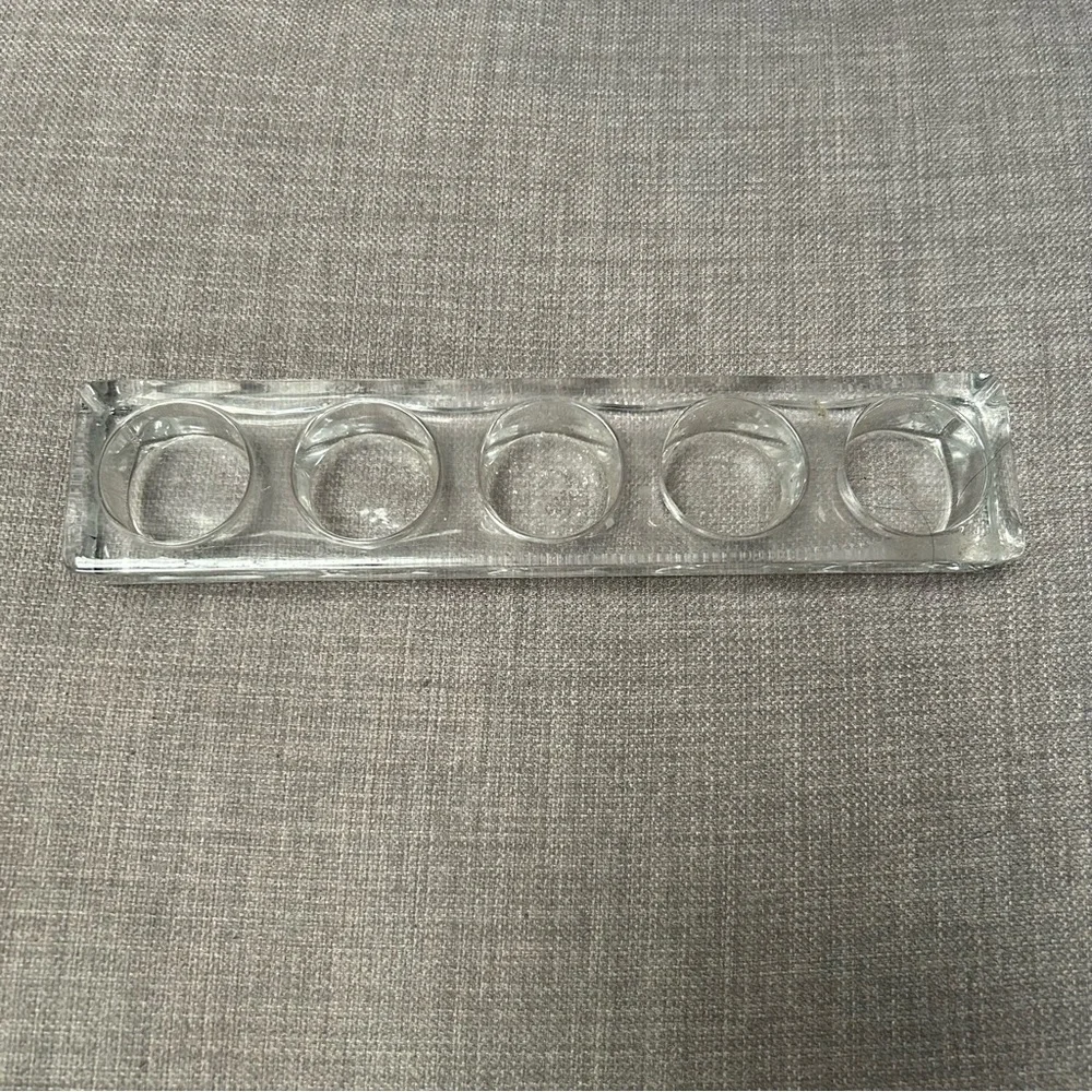 Heavy Block Chunky Glass 5-Tealight Candle Holder Tabletop Decor #1230257 - Picture 2 of 5